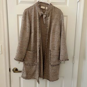 Chicos Tweed Size 3 (14 to 16) Long Jacket